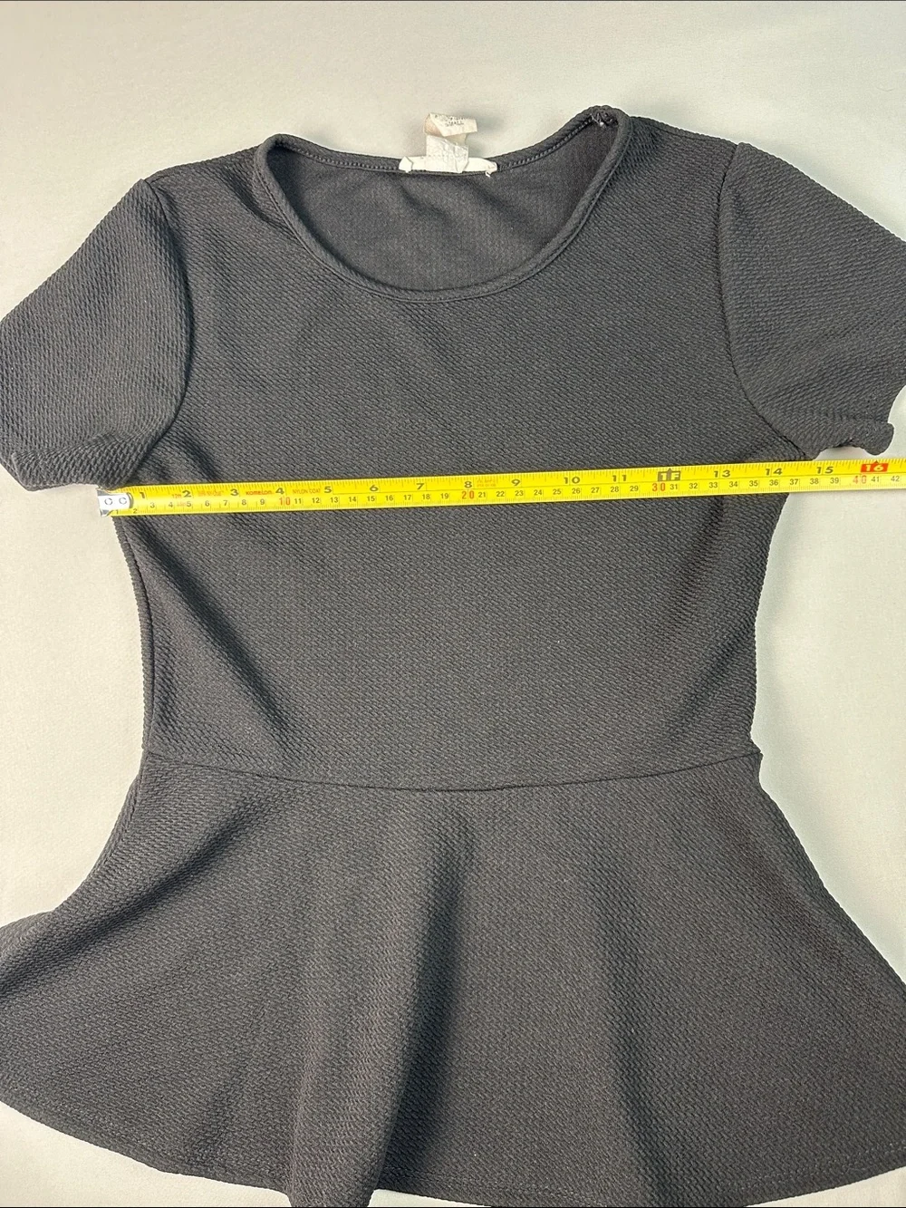 Caution To The Wind Women’s Black Short-Sleeve Peplum Shirt Top
